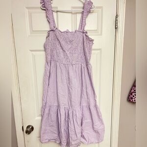 Purple Ruffled Gingham Dress